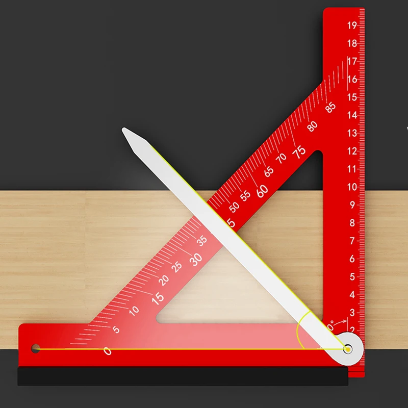 Adjustable Multi Angle Horizontal Ruler, 90 Degree Square Measuring Ruler, Aluminum Alloy Triangle Ruler For Engineer Carpenter