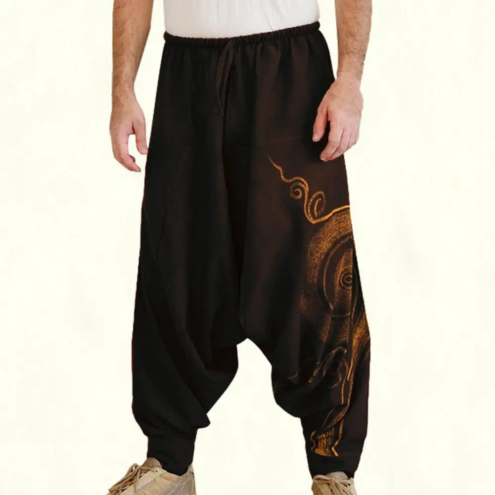 Men Yoga Pants Bohemia Style Pleated Oversized Special Spring Harem Trousers for Daily Wear Hip-hop Style Men Pants Sweatpants