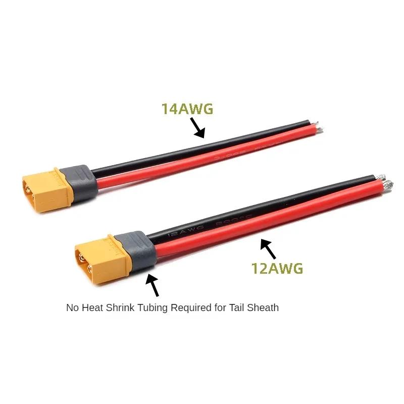 1pc XT60 / XT60U-(12AWG) with Sheath, Male and Female Head Model Aircraft Battery Plug Silicone Wire