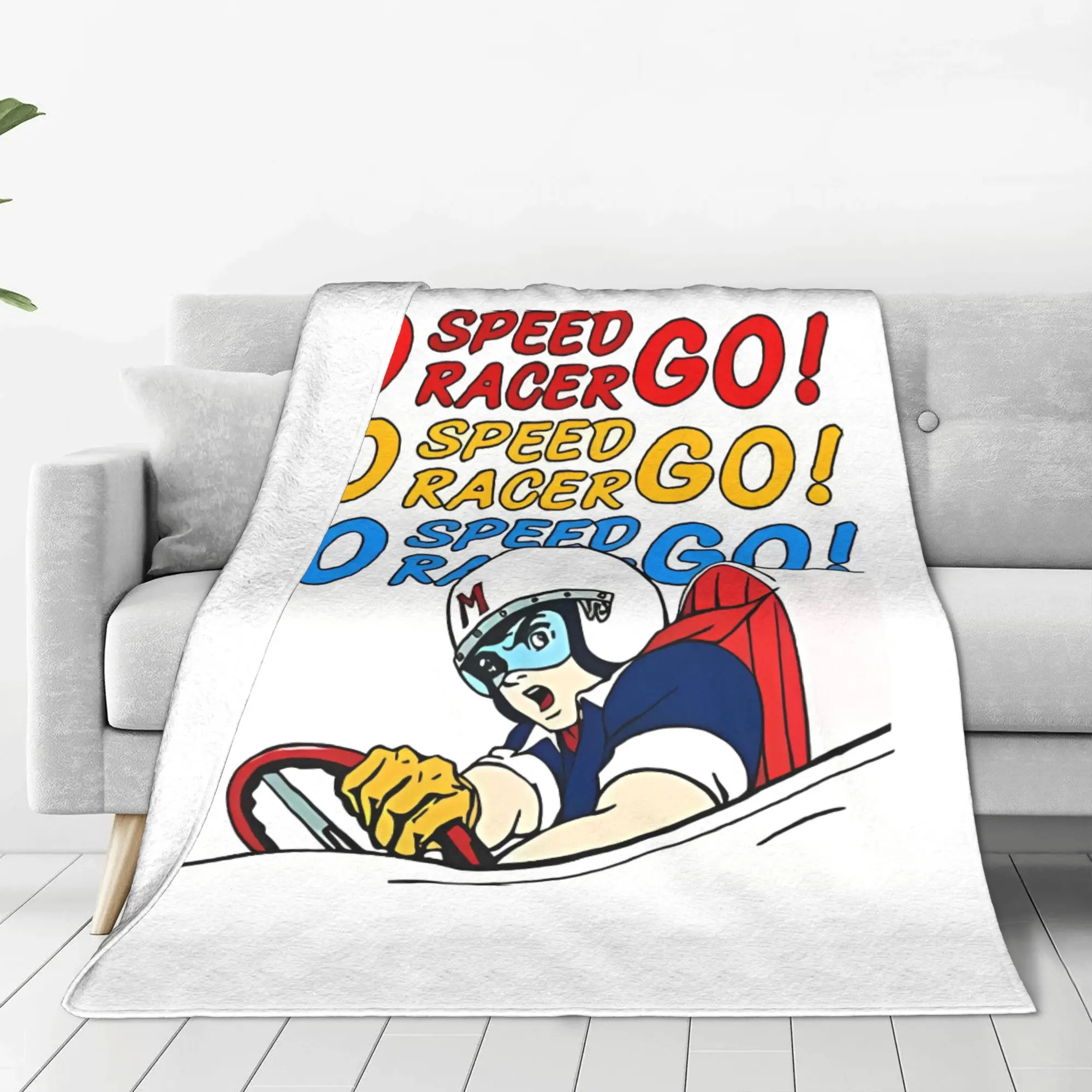 1PC Home Cute Room Decor GO SPEED Blanket Throw Blanket Speed Racer Novelty Warm Blanket All Season