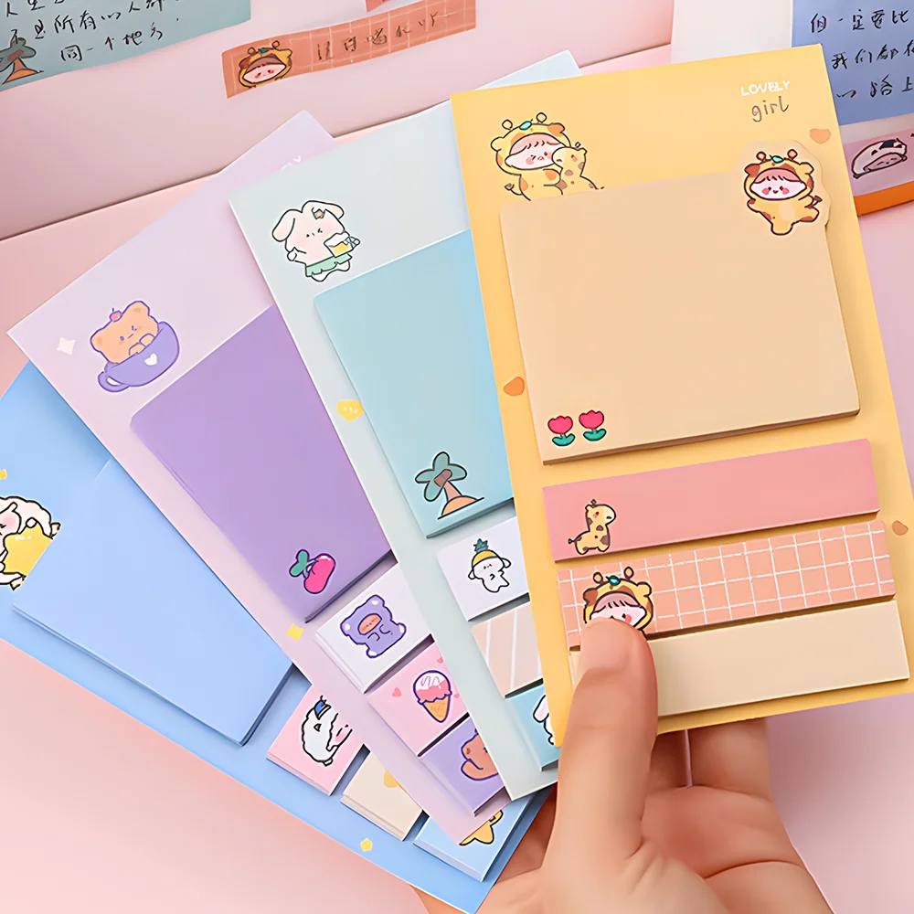 

Korean Self-adhesive Paper Sticky Notes Set Cute Kawaii Index Group Tab Memo Pads Post Notepad Book Stationery Bookmarks Planner