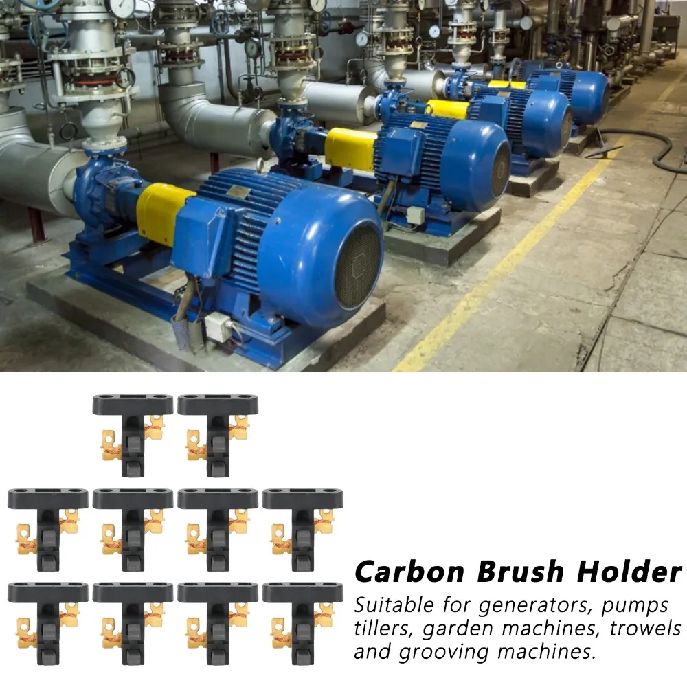 10PCS Black Carbon Brush Assembly Plastic Universal Generator Brush Set 5-8KW Compatible 188F/190F Model Carbon Brush Holder