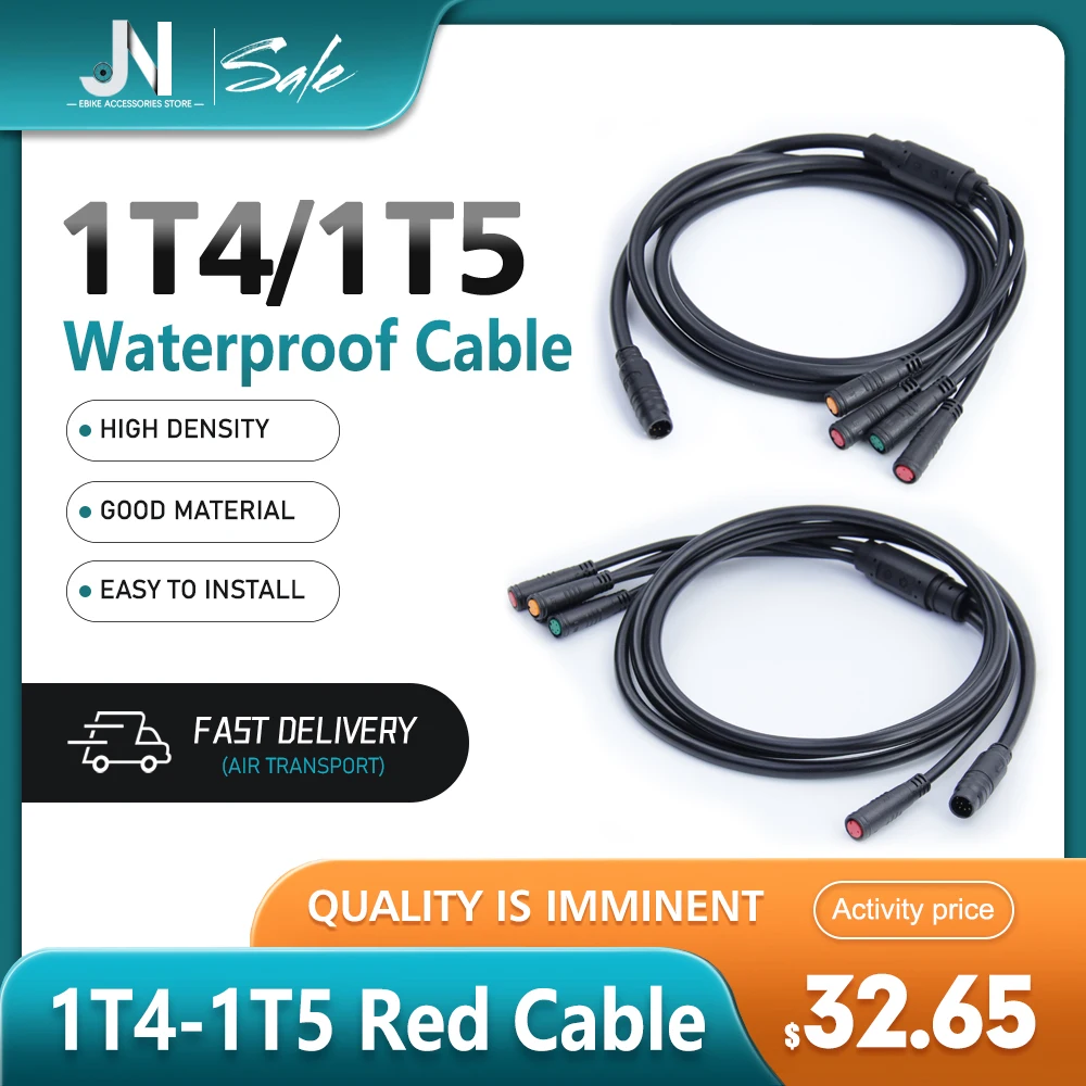 

Electric Bike JULET Cable 1TO4 /1TO5 Waterproof（red brake）Extension Cables use for E-bike Conversion Accessories