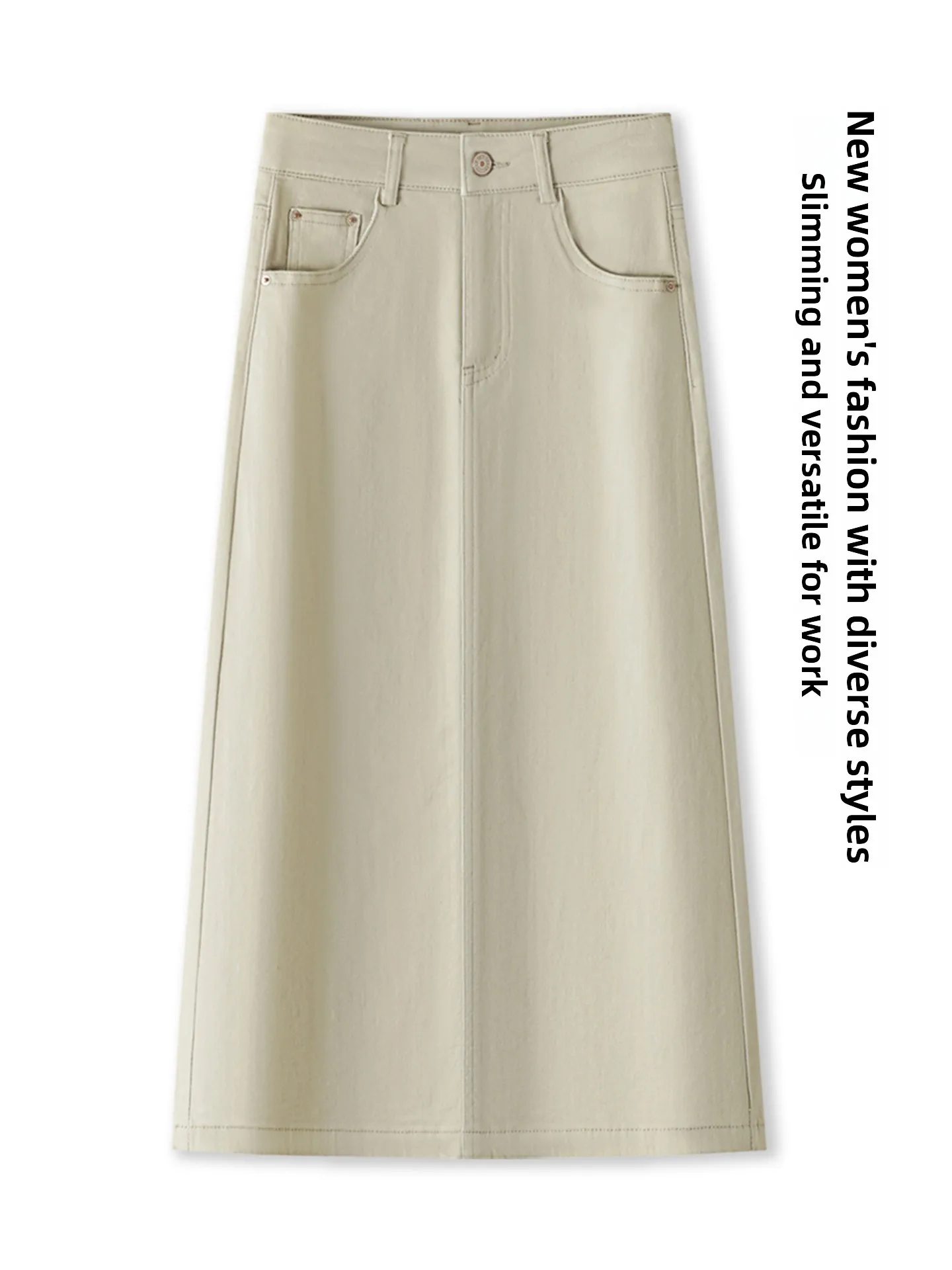 High Waist Slit Straight Leg Denim Skirt Women's Summer Thin New Style Mid-Length A-Line Wrap Skirt Casual Cotton Blend