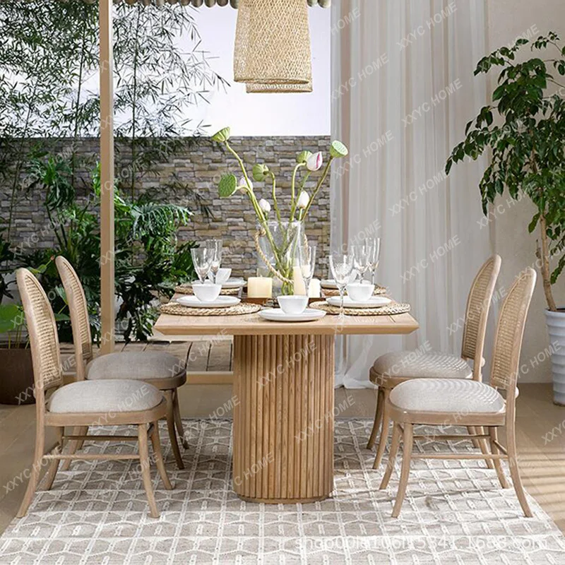 Hotel Restaurant Model Room Retro Solid Wood Dining Table