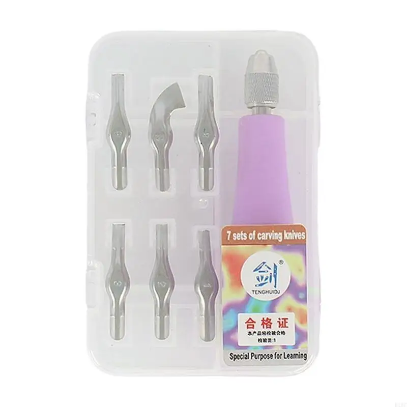 Craft Linoleum Cutter with 6 Size Cutting Head Assorted Lino Cutter Carving Tool 