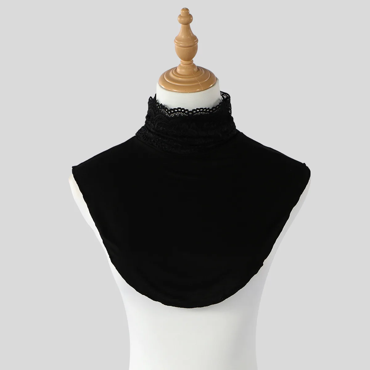 Women Ruffled Lace False Collar Shawl Solid Color Breathable Boho Versatile Shoulder Wrap Decorative Neck Accessory Solid Colors
