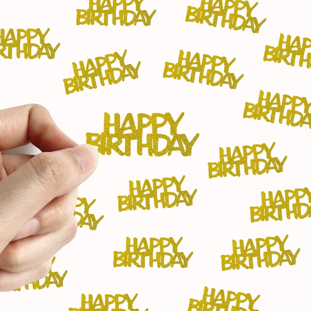 Goldene HAPPY BIRTHDAY Tischdeko-Streudeko, Geburtstags-Konfetti, Dekorationen für Geburtstagstisch, Partyzubehör – Detail 4