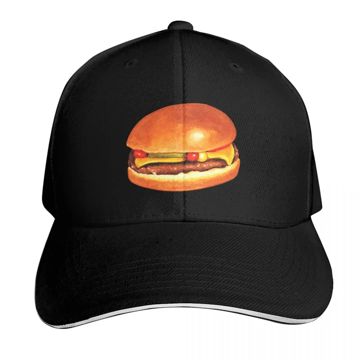 Cheeseburger 5 Pattern - Blue Baseball Cap Moisture Wicking Quick Dry Curved Brim Classic Fit Low Profile Unstructured