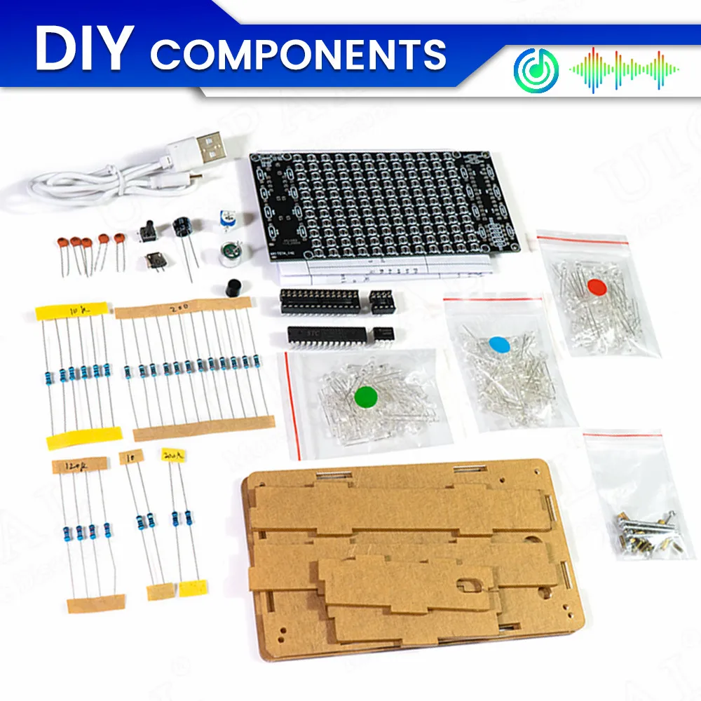 DIY Sound Control LED Music Electronic Kits Audio Frequency Display PCB Soldering Project Practice Solder Diy Electronic Kit