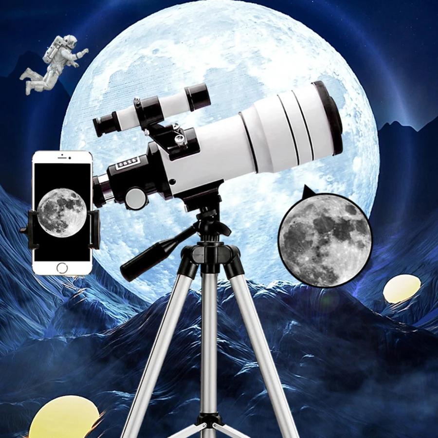 

The 30070 Telescope Is A Custom-made 15-150x Zoom Telescope with A Mobile Phone Mount Ideal for Excursions Into Space
