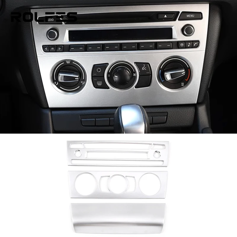 

ROLFES 3PCS Car Central Air Conditioning Mode Button Outlet Volume Adjuster Frame Trim Sticker For BMW 1 Series E81 2007-2011