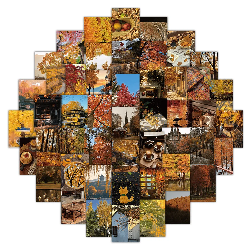 

10/30/66PCS Autumn Yellow Leaves Landscape Sticker DIY Phone Laptop Luggage Water Cup Skateboard Graffiti Decals Fun for Gifts