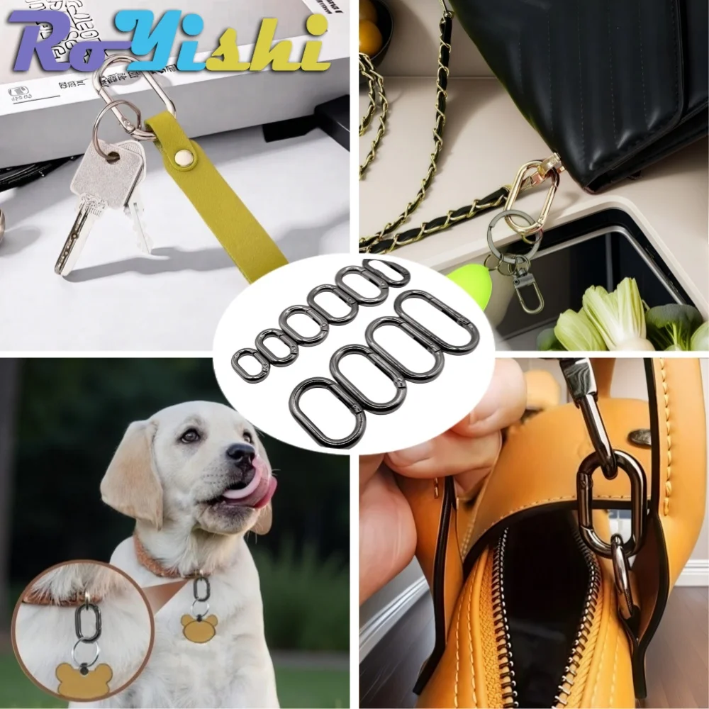 10-100Pcs Oval Spring O Ring Openable Leather Bag Handbag Strap Buckle Connect Keyring Pendant Key Dog Chain Snap Clasp Clip