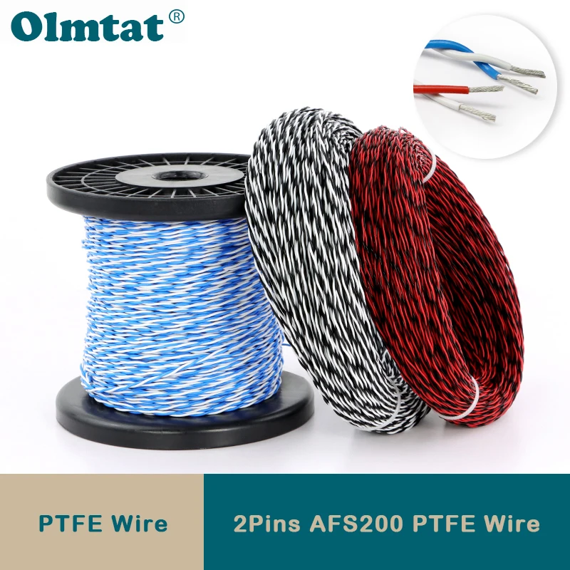 

2~10m AFS200 PTFE Wire 2pins 26/25/24/22/20/18/17/15/13AWG High Temperature DIY FEP Twised Pair Electronic Signal Copper Cable