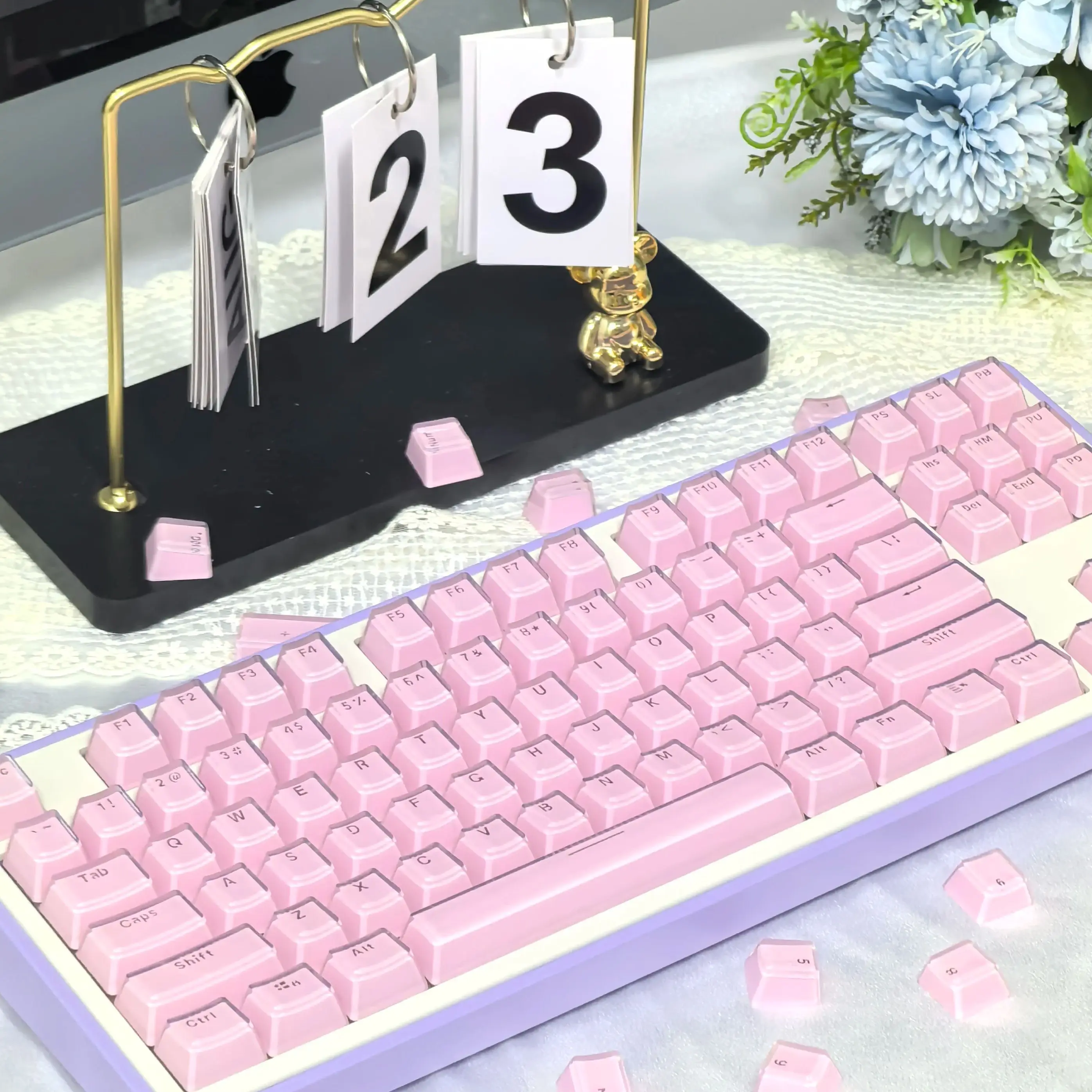 Crystal Keycap Pink/White/Blue 104 Keys Square RGB Translucent Suitable For 87/104/61 Keyboard Keycap Pc Pbt Oem Height Keycap