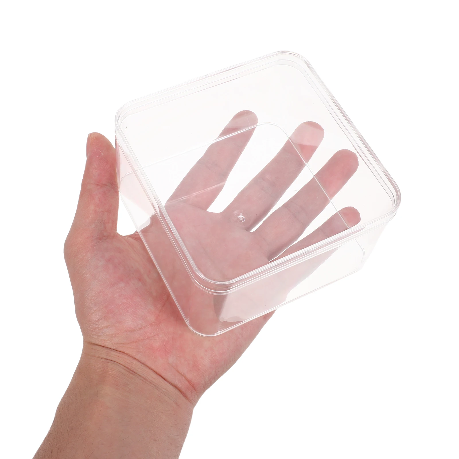 

4Pcs Clear Acrylic Cube Storage Boxes Small Square Container Organizer with Lid Cotton Pad Makeup Jewelry Beads Box