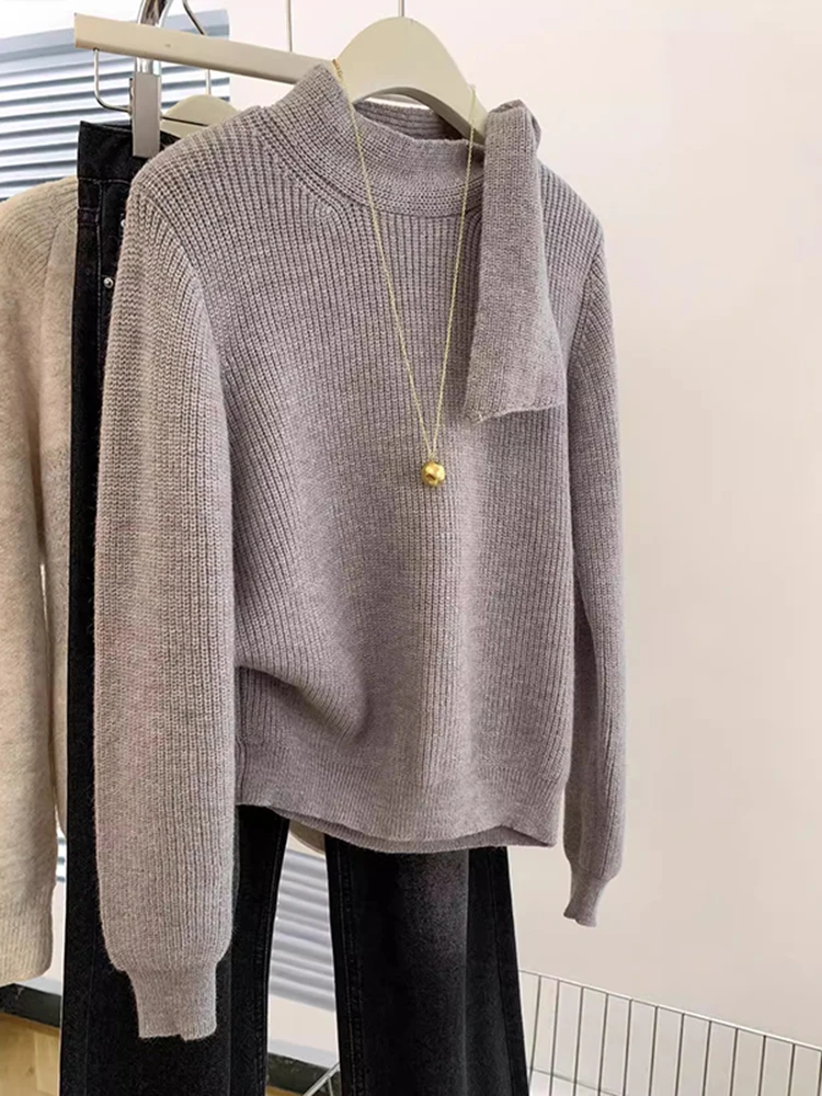 

Round Neck Knitted Pullover Women Fashion Long Sleeve Basic Sweater 2024 Winter New Casual Versatile Tops Knitwear