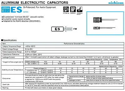 JAPAN 2PCS Nichicon BP 47uf 25v 47mfd MUSE Audio Capacitor Caps