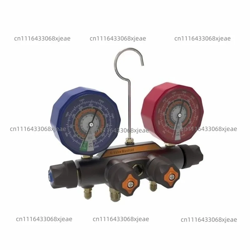 4 Valves Manifold Gauge  Air Conditioning Pressure Gauge Refrigeration System Maintenance