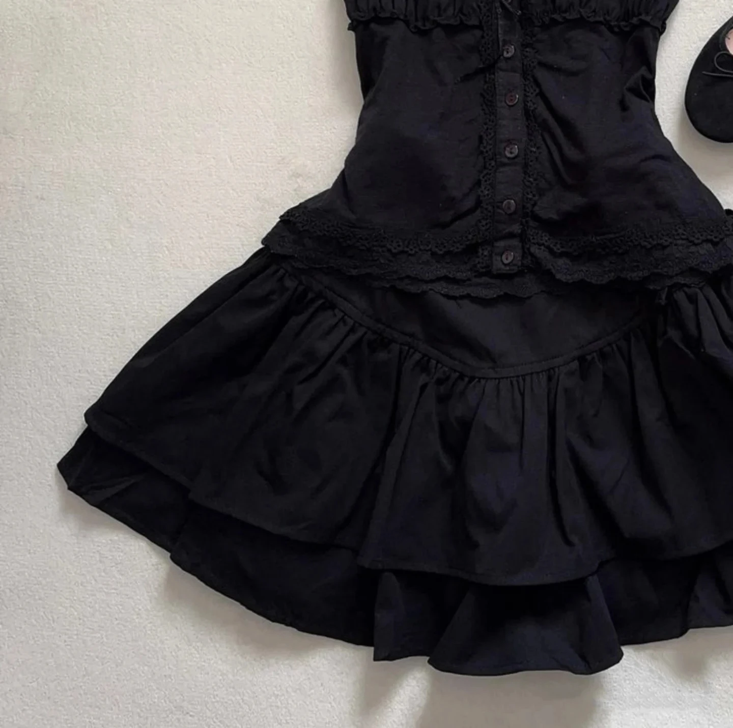 Robes 2 pièces t-shirt dentelle croix Goth Grunge robe de soirée femmes Punk robe d'été Y2k 2000s douce fille taille haute jupe courte