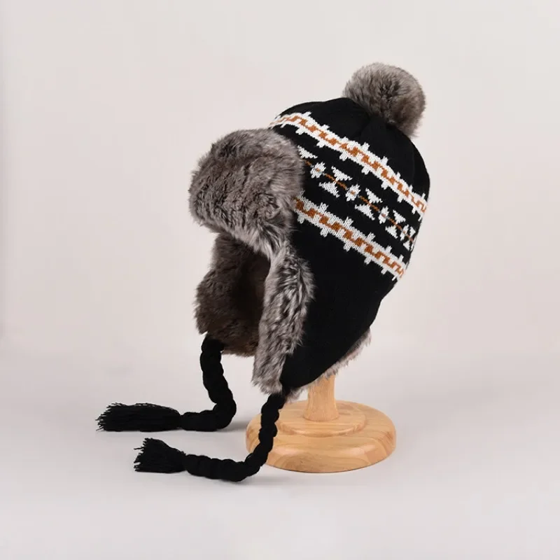 Unisex Winter Korean Cute Warm Thick Fleece Knit Beanie Ear Cover Cold Proof Hat