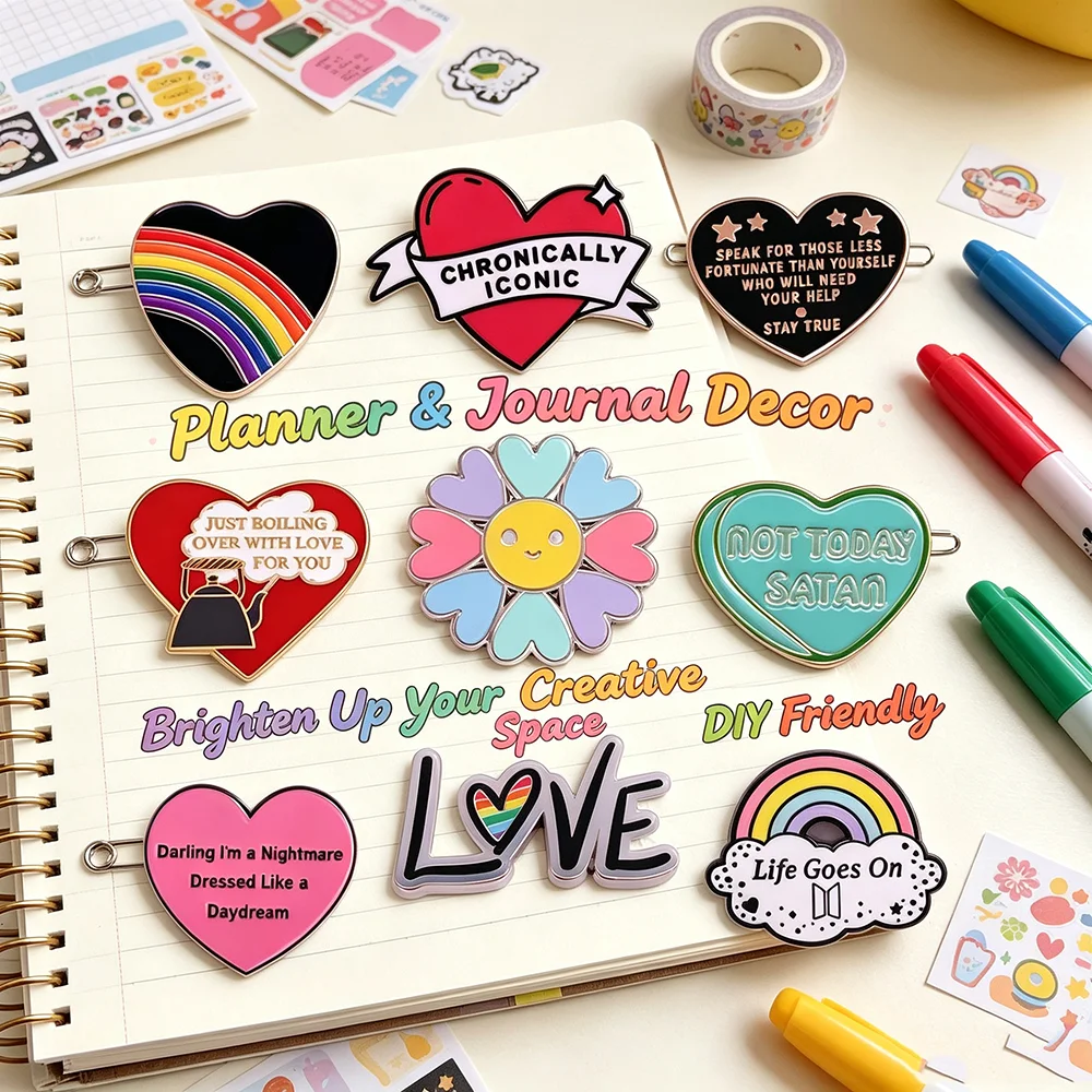 Kpop Star Enamel Pins Custom Rainbow Pride Heart Brooch Life Goes On Love Slogan Lapel Badges Creative Badge Jewelry Gift  Fans