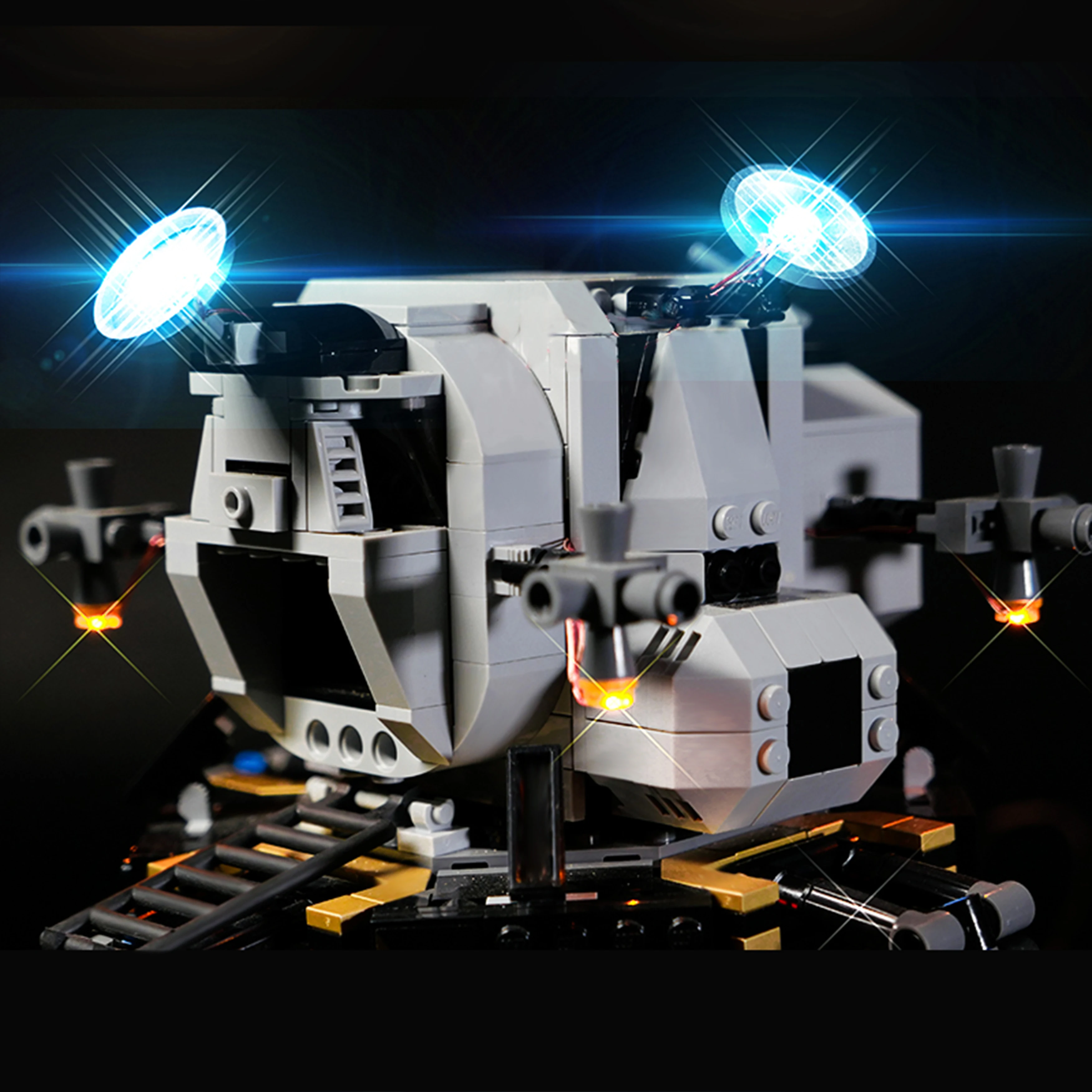 Bloco de construção diy kit de luz led para modelo de módulo lunar com tema espacial 10266, acessórios de iluminação decorativa para coleção