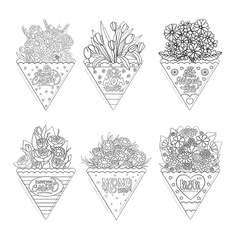 

6pcs Blessing Bouquet подарочная карта мать день приветствия карта годовщины украшения