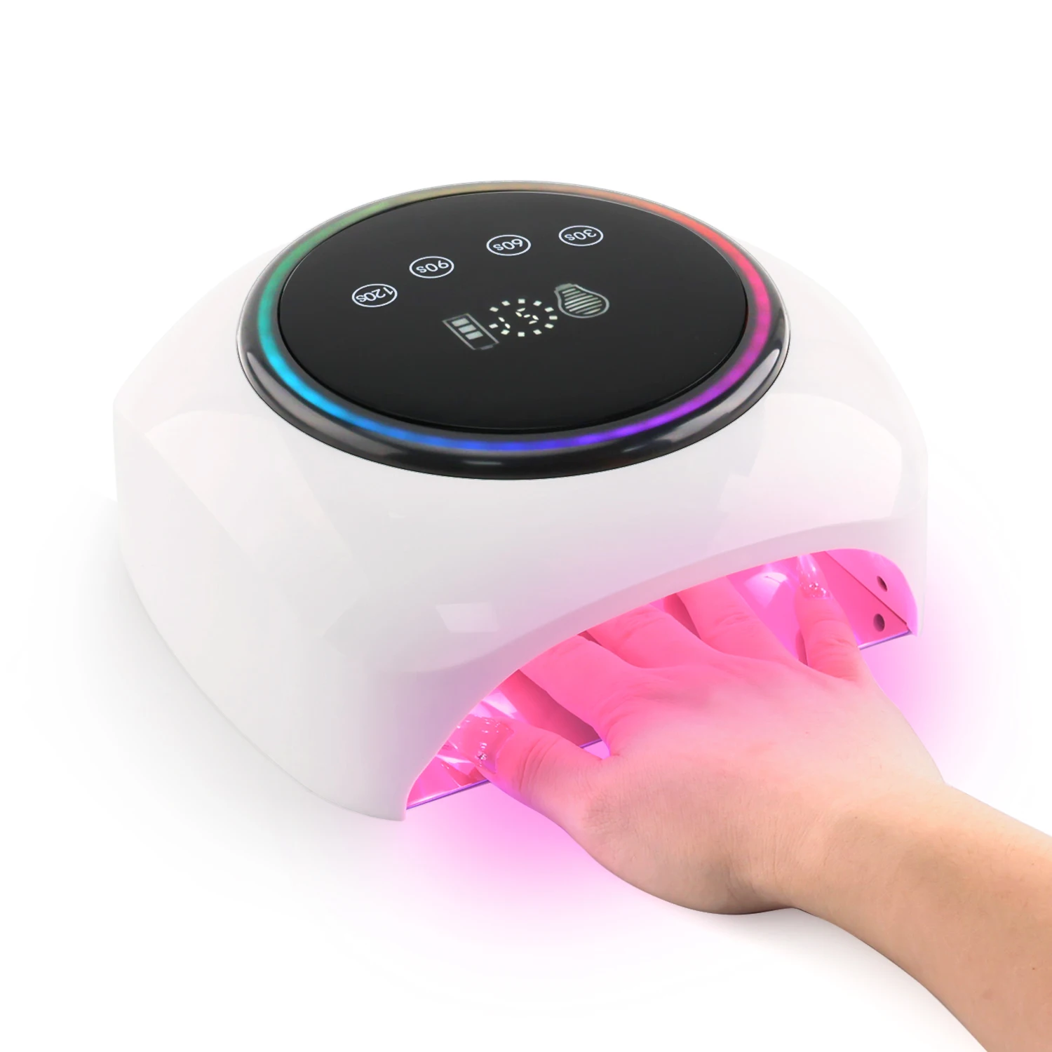 98W Rainbow Atmosphere Pro Cure LED Nail Lamp Cordless Rechargeable with Red Light High Quality UV Nail Art Lamp Custom Logo