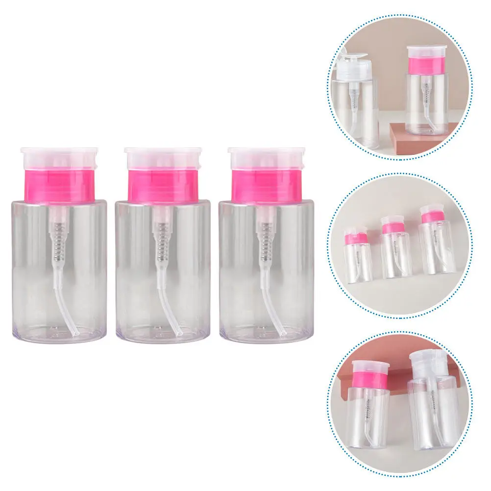 

3Pcs Press Bottle Set Wide Mouth Empty Pump Dispenser for Nail Polish Remover Makeup Liquid Travel Refillable Portable Liquid