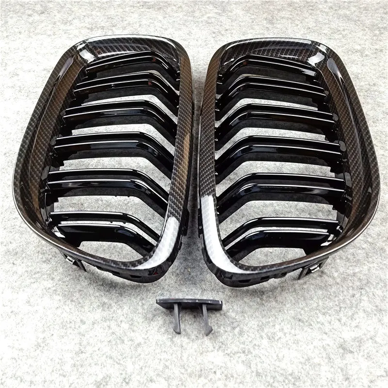 With M3 Logo Front Grilles For BMW 3 Series E90 E91 2008-2011 Dual Line Glossy Black/Glossy M Color Car Front Bumper