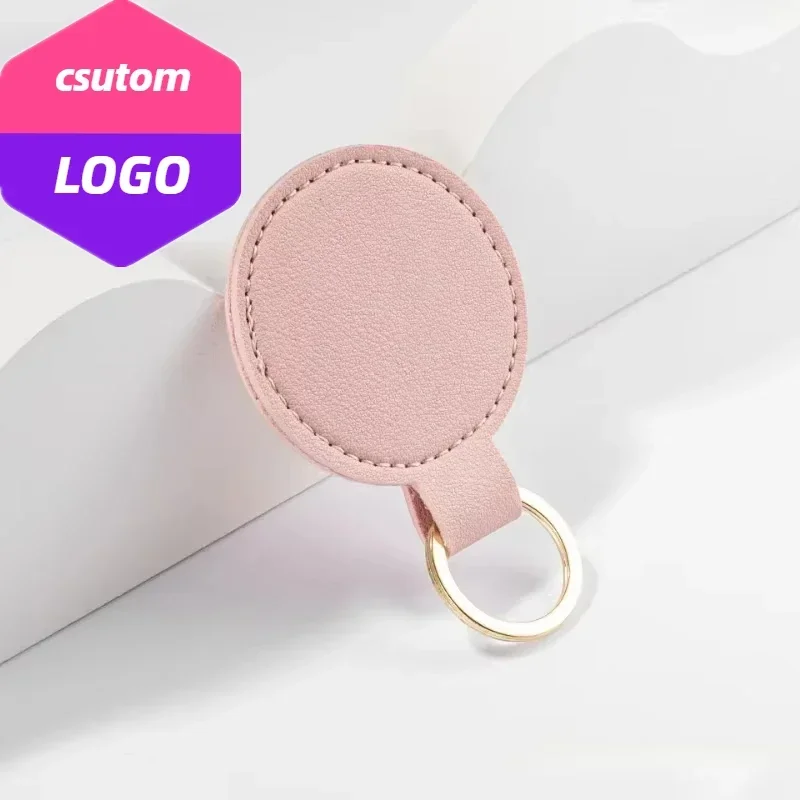 

Round Personalize Name Room Number Car Keyring Bag Pendant Laser Engrave Logo PU Leather Keychain Custom Key Chain Holder