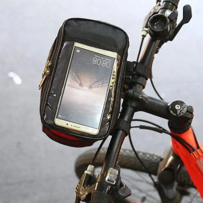 Bicycle Front Handlebar Bag Outdoor Cycling Bike Phone Mount Bags Bike MTB with Reflective Strip Front Bag Handlebar Bag