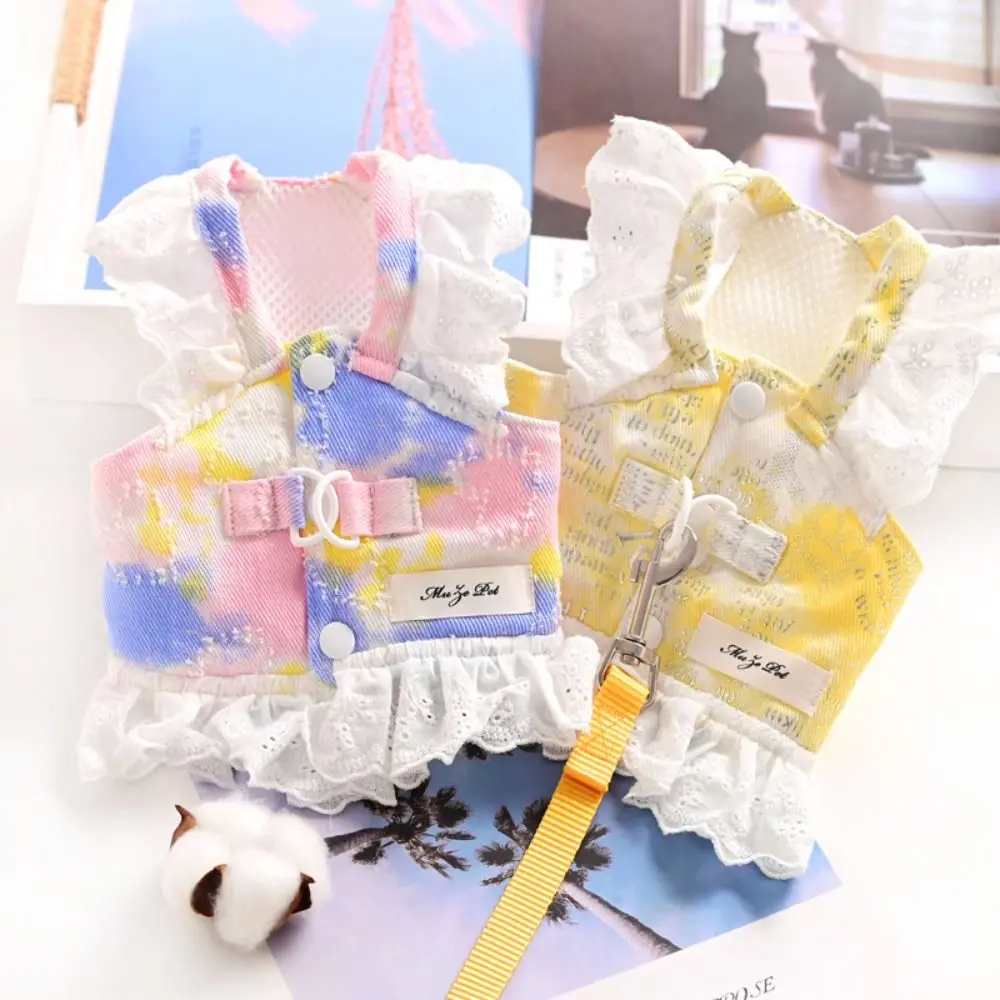 

Fashion Cute Dog Vest Harness Breathable Thin Design Pet Lace Sleeve Dress Soft Pet Skirt Autumn