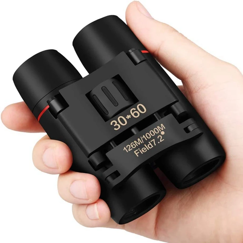 Mini binóculos 30x60 para crianças e adultos, bolso portátil binocular, dobrável, impermeável, para montanhismo, observação de pássaros