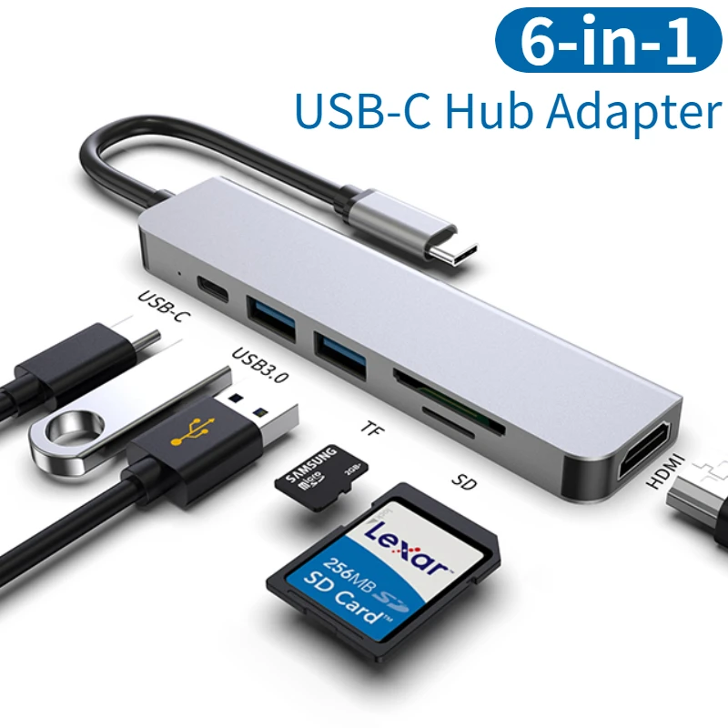 5/6/7 Ports USB C Hub to 4K HDMI-Compatible PD Fast Charge USB 3.0 2.0 HUB Type C Charging Docking for MacBook iPad Samsung