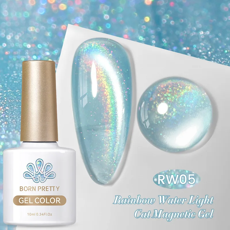 Sea Blue Silver Water Light Cat Magnetic Gel Nail Polish Nail Magnet Nail Gel Varnish Semi Permanent Gel Rainbow Cat Eye Glue