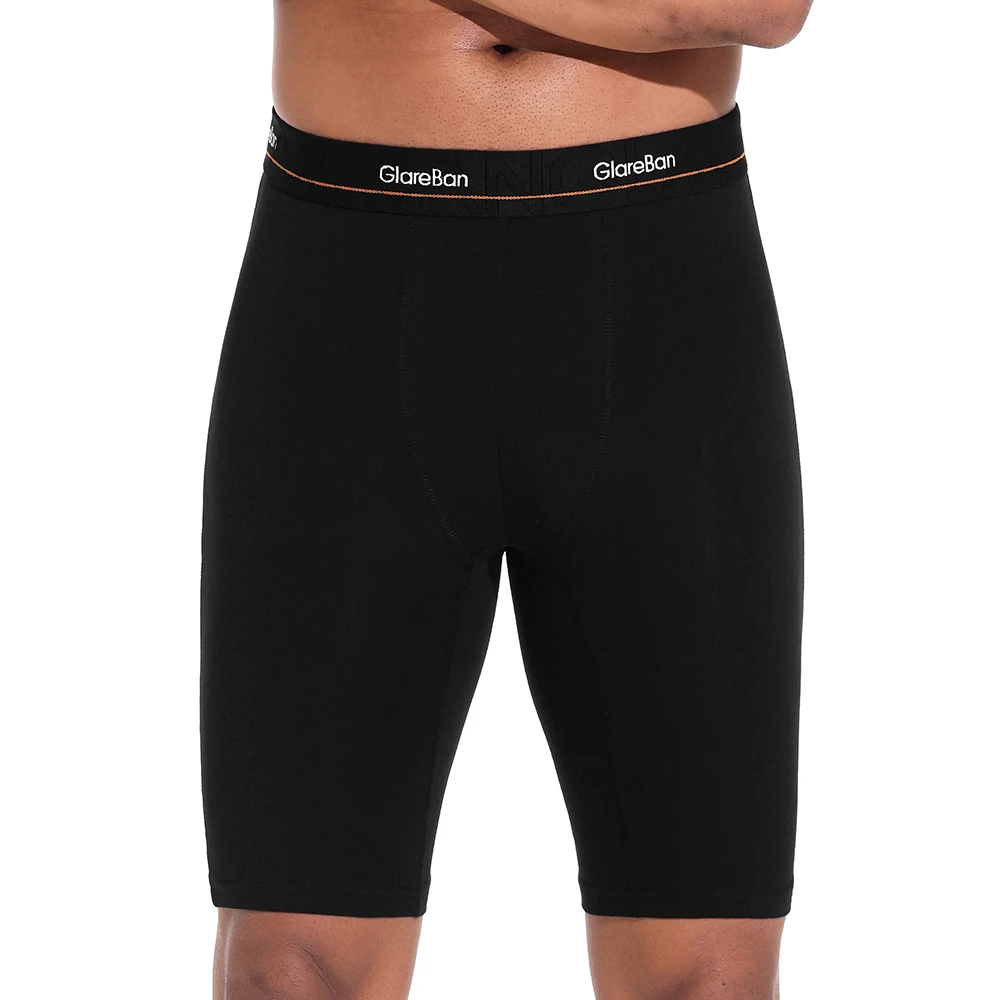 2 unidades de calzoncillos tipo bóxer de algodón negro para hombre, de tejido suave, con pernera larga, diseño clásico, ropa interior masculina de alta calidad, calzoncillos cómodos.