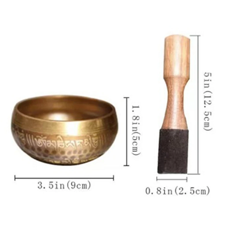 KX4B Juego cuencos budistas tibetanos Nepal, anillo con almohadilla, mazo, Cuencos Cantores meditación para