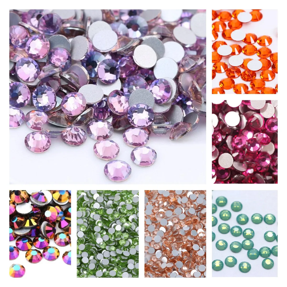 77colors Shiny SS8 (2.3mm)1440pcs Flat Back Non HotFix Nail art Rhinestone 3D Glass Nail Art Decorations Garment Mix Rhinestone