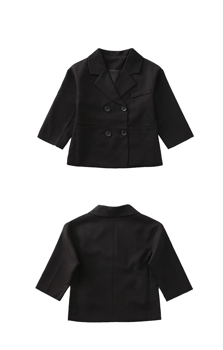 Eleganter Kinder-Blazer in Schwarz, Hochzeitsjacke für Mädchen im englischen Stil, formelle Kleidung, lockerer Freizeitanzug für Kinder. – Detail 9