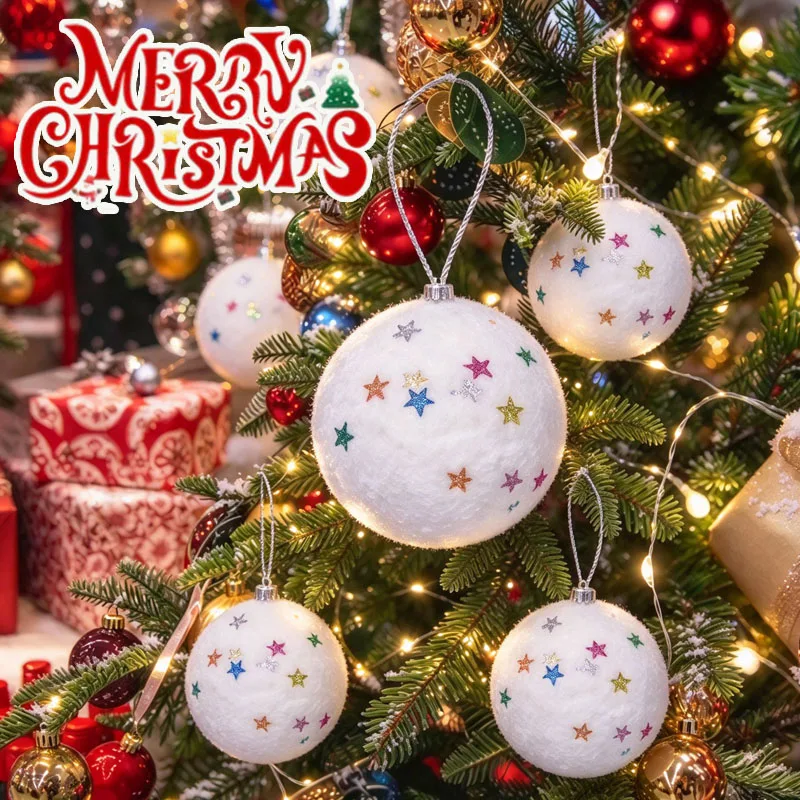 6-24PCS Christmas Snowball Hanging Ornaments White Foam Balls Christmas Tree Ceiling Wedding Indoor Home Party Decor
