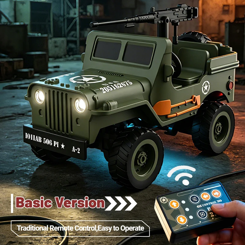 JJRC 1/64 RC Car 1941 JEEP WILLYS 2.4G 4WD RTR Crawler Climbing Scale Military Truck Off-Road Vehicle Toy Gift for Children.