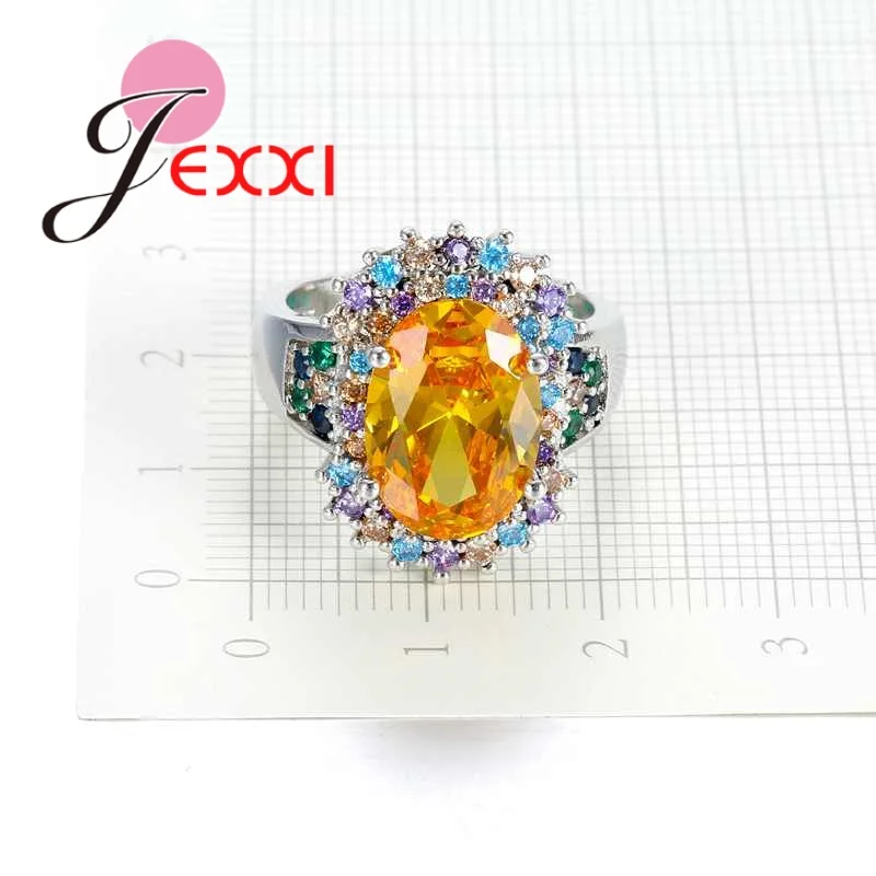Luxury 925 Sterling Silver Bands Jewelry Clear Mixed Cubic Zirconia Crystal Rings For Women Party Anniversary Accessory