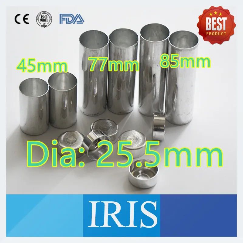 150PCS (25.5mm*45mm/77mm/85mm, each size 50pcs) Dental Material Empty Aluminum Dental Cartridges for Resin Dentures