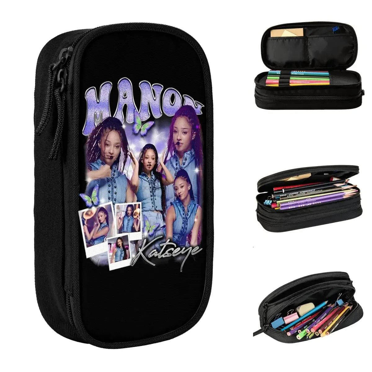 Fun Manon Bannerman Katseye Kpop Pencil Case Pencil Box Pen for Girls Boys Big Capacity Bags School Supplies Zipper Stationery