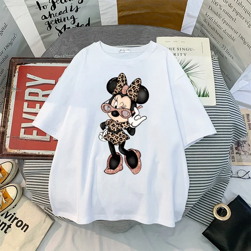 Vintage Women T-shirt Fashion Cartoon Mickey Minnie Kawaii Summer Tee Female Ulzzang Short Sleeve T Shirt 90s Y2k Clothing Tops