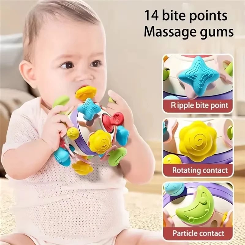 Abxe-bola de borracha macia para segurar a mão, bola de borracha macia para exercício de dedo, chocalho mordedor para bebês para recém-nascidos
