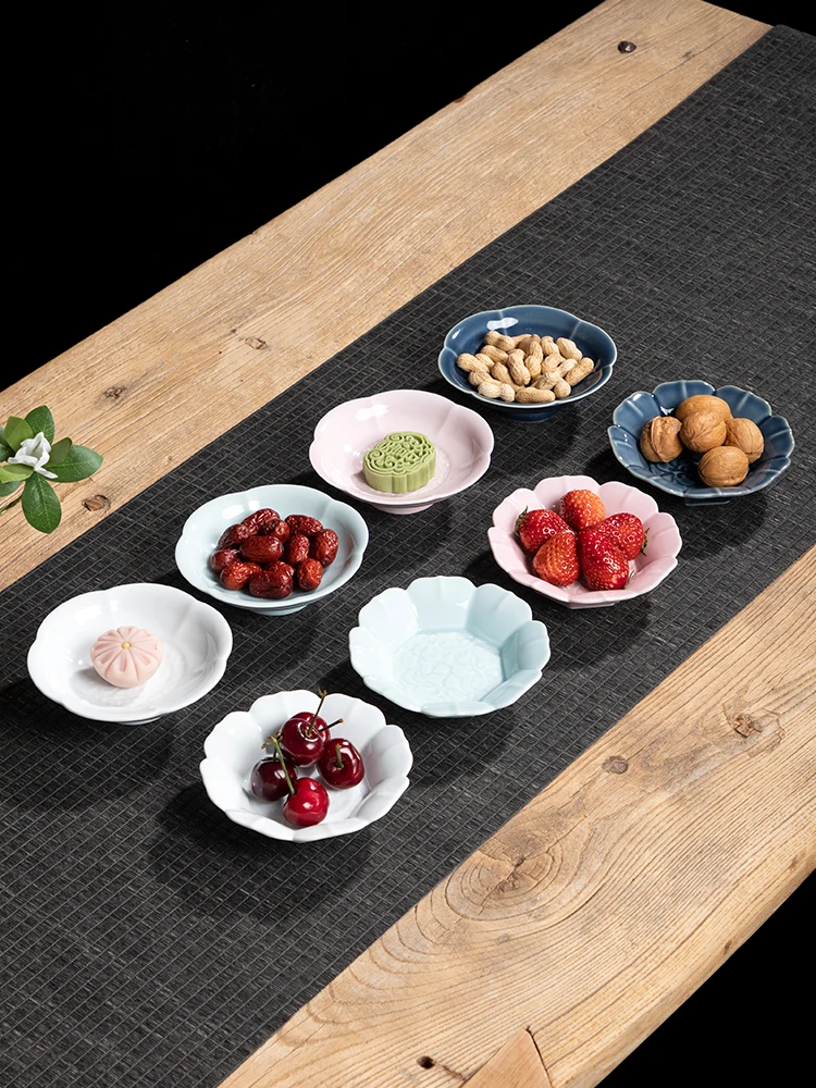 Bandeja de Frutas Retro China de Cerámica con Pie Alto, Plato para Té y Aperitivos, para Bodas, Compromisos, Frutas Secas, Uso Doméstico, Plato para Dim Sum